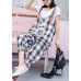 fashion women casual cotton plaid jumpsuit pants plus size cartoon print strap pants