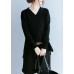 Elegant black clothes For Women v neck side open fall blouse