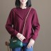 winter casual burgundy lace collar cotton sweater loose warm knit tops