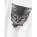 Women 3D Cute Cat Print Raglan Sleeves Regular Fit Round Neck Casual T  Shirt