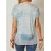 Women Calico Dragonfly Print V  Neck Bandage Casual Short Sleeve T  Shirts