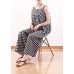 black white plaid casual cotton carpenter pants women loose wide leg pants