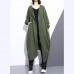 Fashion army green long coat oversize O neck asymmetrical design outwear Fashion zippered coats