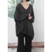 Vintage dark gray knitted blouse fall fashion v neck Batwing Sleeve knitted clothes