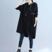 black fashion back prints cotton trench coats plus size hooded winter outfits