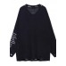 Oversized black Letter knit tops v neck fall fashion sweaters