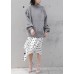 For Work gray knitwear plus size clothing high neck lantern sleeve knitted t shirt