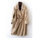 boutique beige Woolen Coats oversize medium length jackets fur collar coat double breast