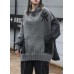 Comfy gray clothes o neck patchwork oversize fall knitwear