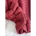 Chunky o neck thick Sweater fall Wardrobes Classy red Largo knitted dress